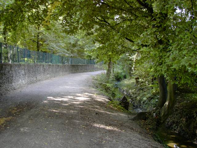 Chemin de la rivire - Vu  hauteur de la passerelle de l'alle Paul Favier en direction de Champs